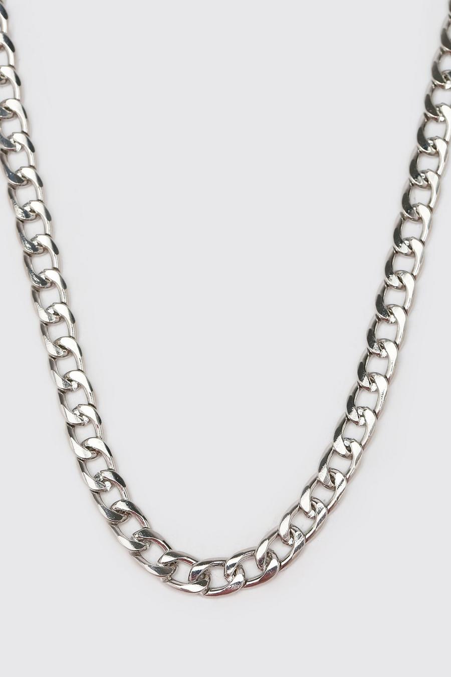 Silver argent Short Length Plain Chain Necklace