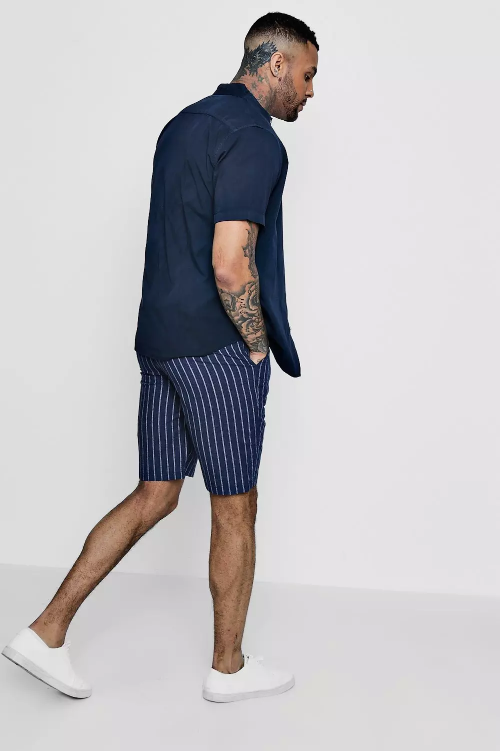 Navy store pinstripe shorts