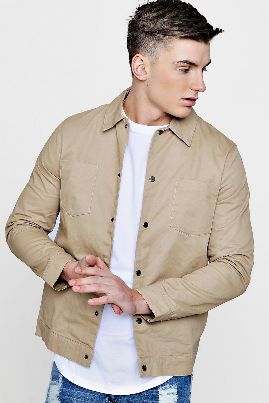 Camel Cotton Twill Coach Jacket image number 1