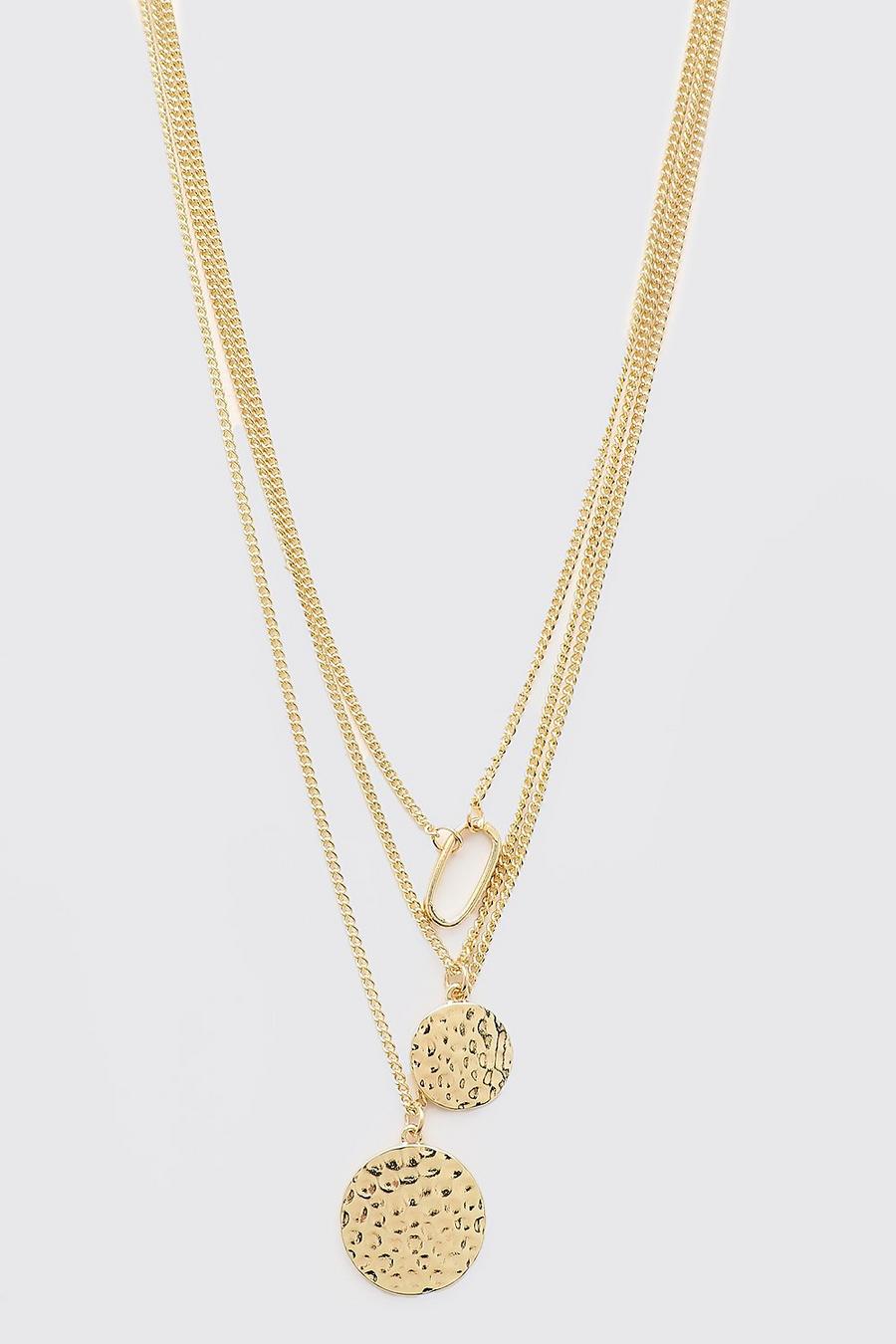 Gold Triple Layer Multi Pendant Necklace image number 1