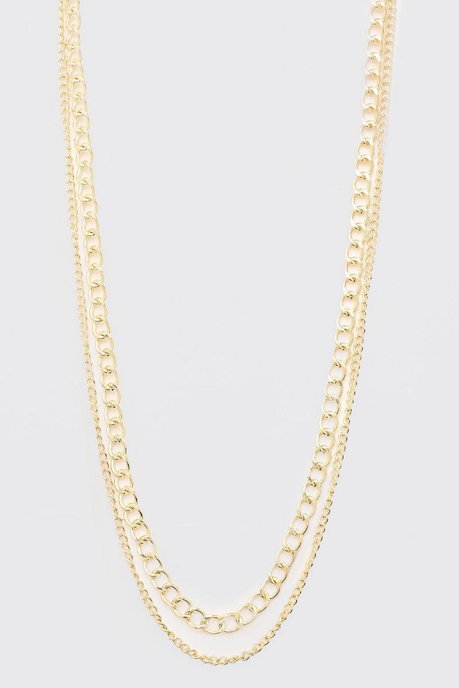 Gold Double Layer Chain Necklace image number 1