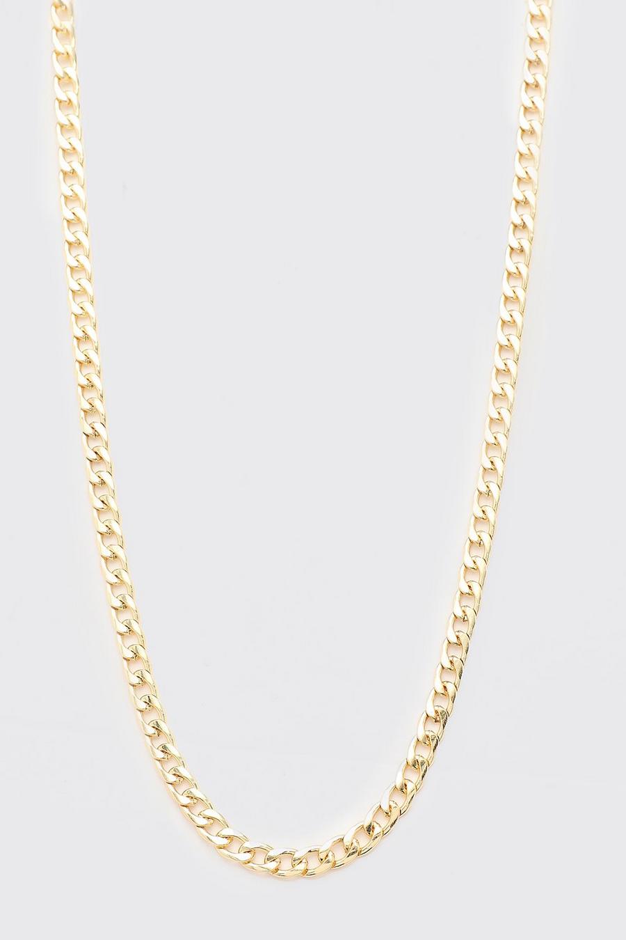 Gold Short Length Plain Chain Necklace image number 1