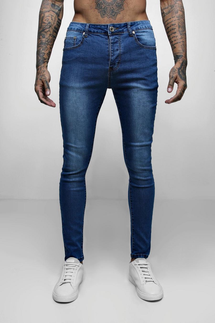 סקיני ג'ינס בגזרת סופר סקיני בשטיפה כחולה image number 1