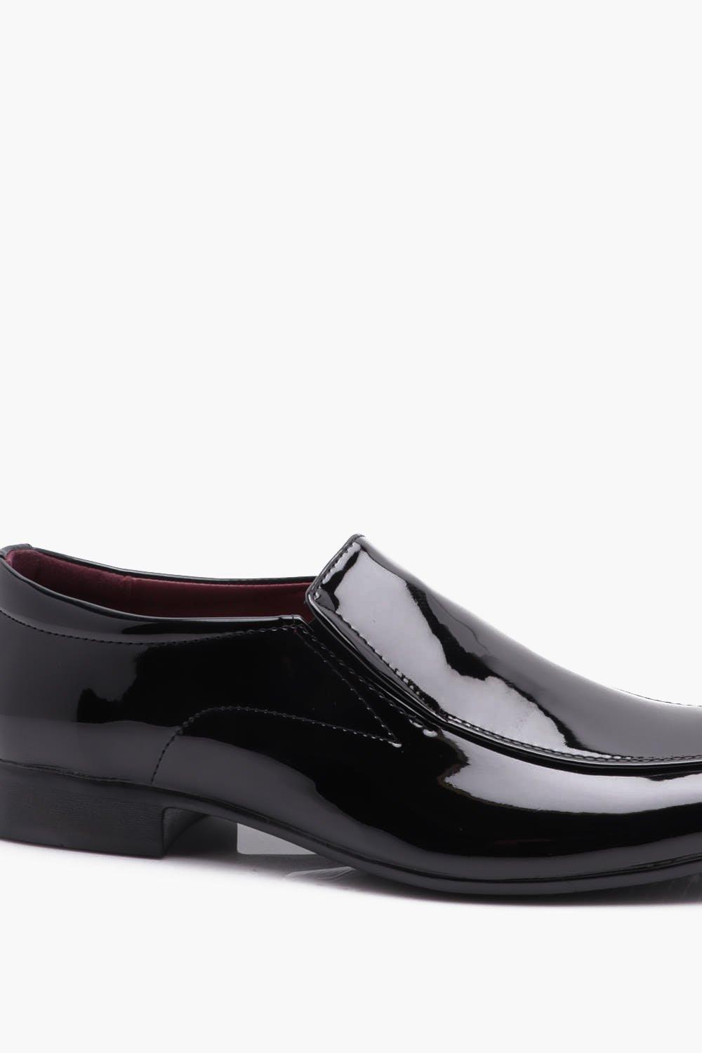 Black patent store slip on shoes