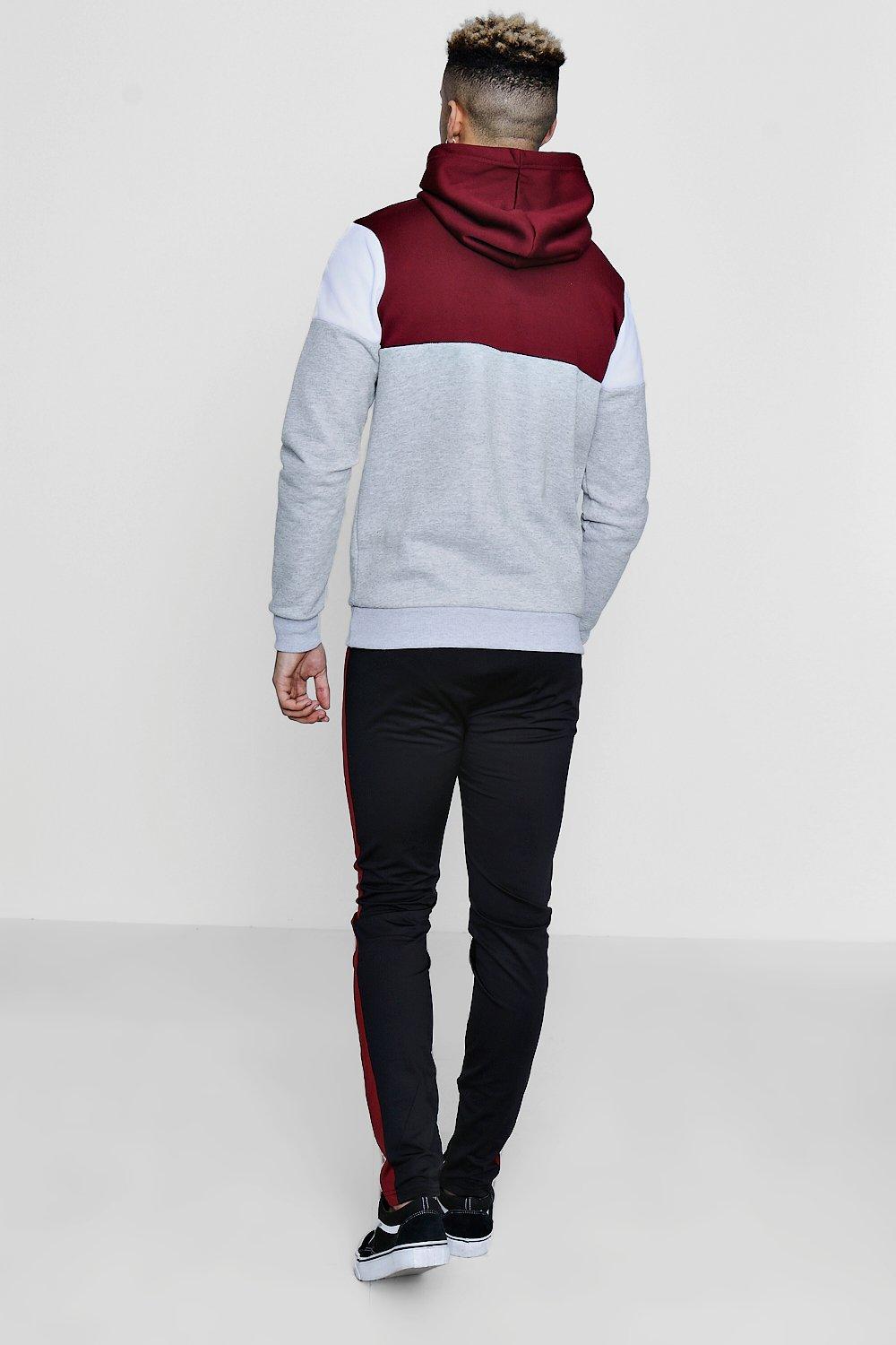 Colour Block Three Panel Hoodie boohoo UK