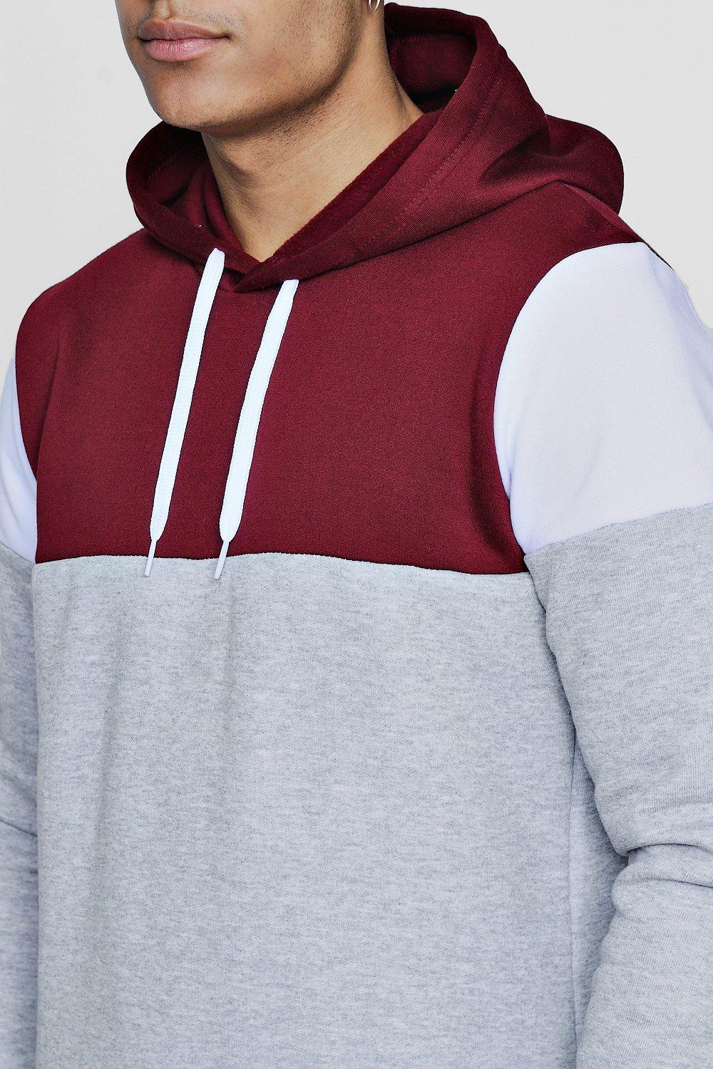 Colour Block Three Panel Hoodie boohoo UK