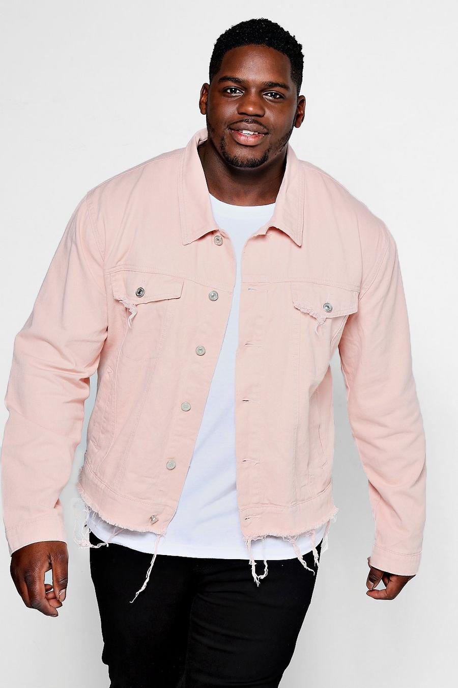 Shirt Style Collar Pink Denim Jacket for Mens - Danezon