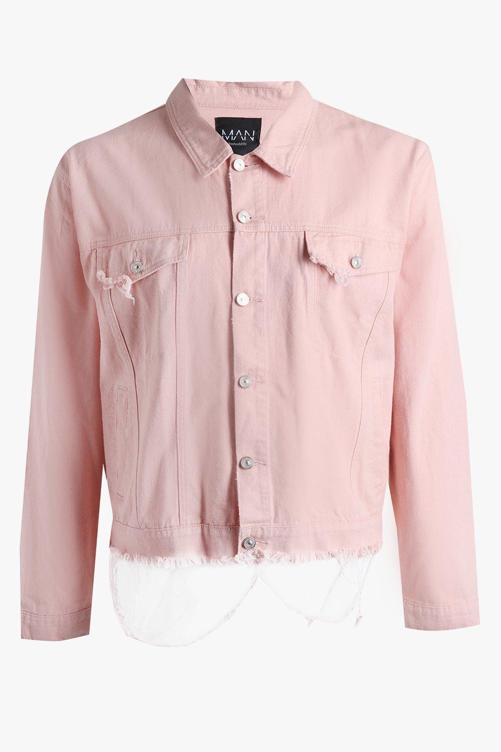 plus size pink denim jacket