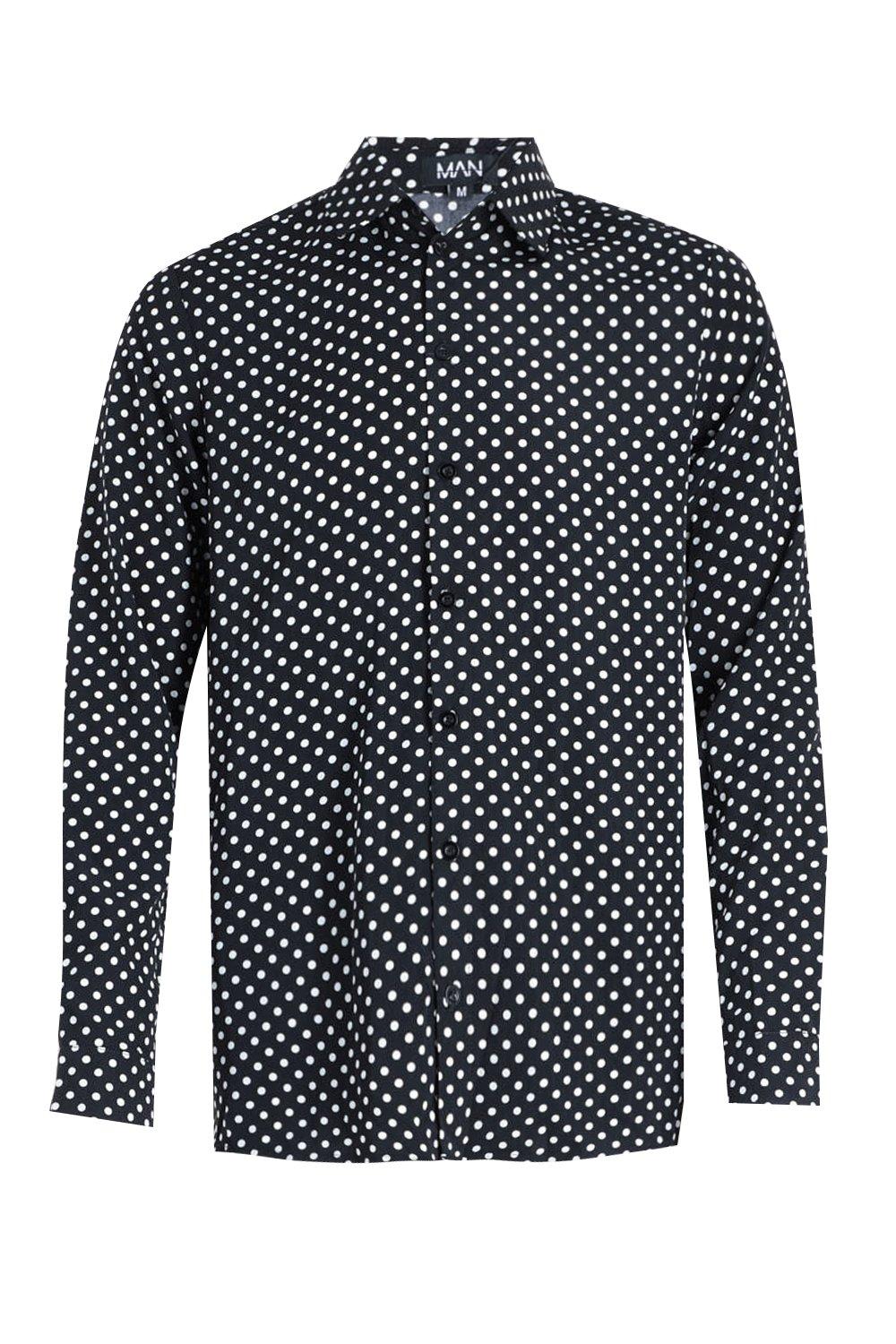 Mens polka dot shop long sleeve shirt