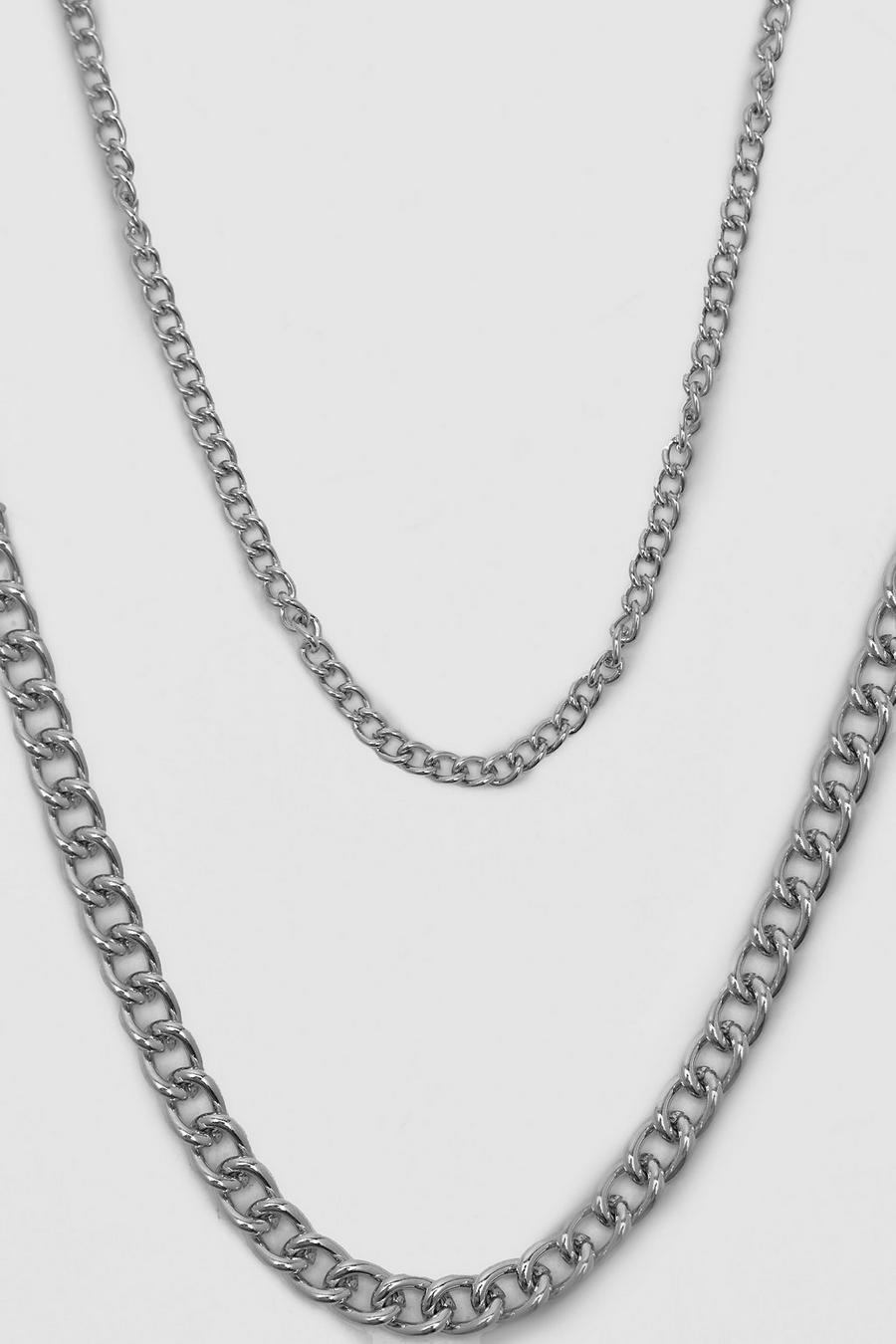 Silver Short Length Double Layer Chain image number 1