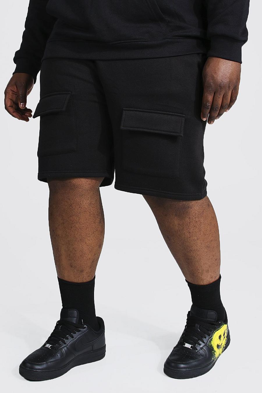 Plus Jersey-Shorts mit Cargo-Tasche vorn, Schwarz image number 1