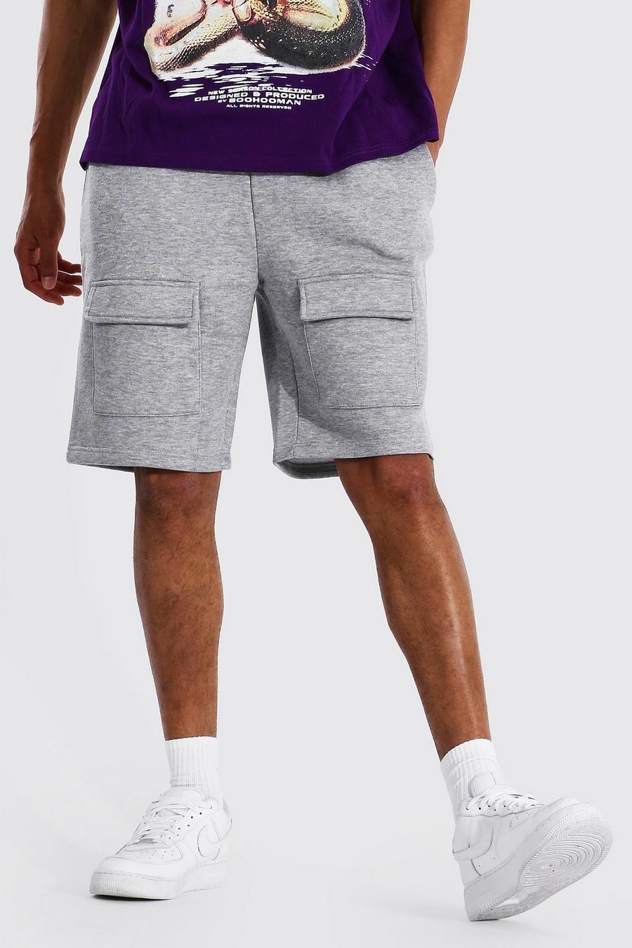 Tall Jersey-Shorts mit Cargo-Tasche vorn, Grau meliert image number 1