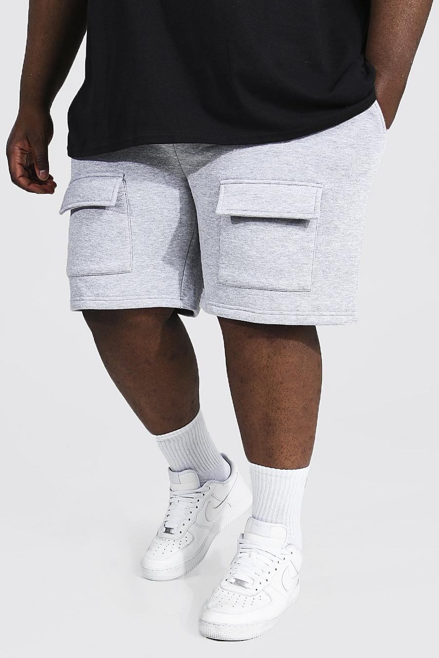 Plus Jersey-Shorts mit Cargo-Tasche vorn, Grau meliert image number 1