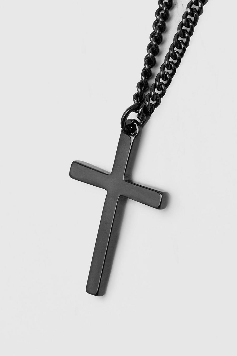 Cross Pendant Necklace, Gun metal image number 1