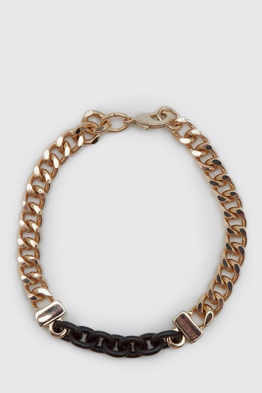 Gold Chunky Contrast Chain Detail Bracelet image number 1