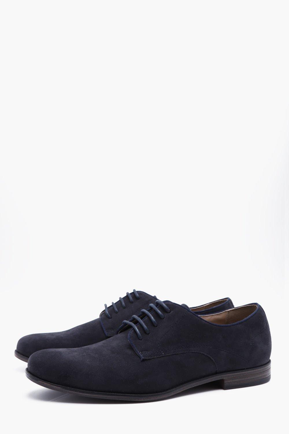 Navy Faux Suede Derby boohoo UK