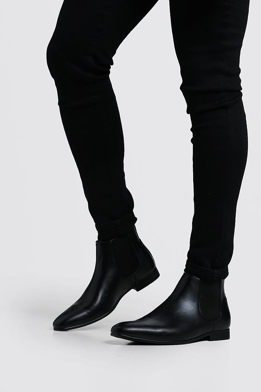 Black Leather Look Chelsea Boots image number 1