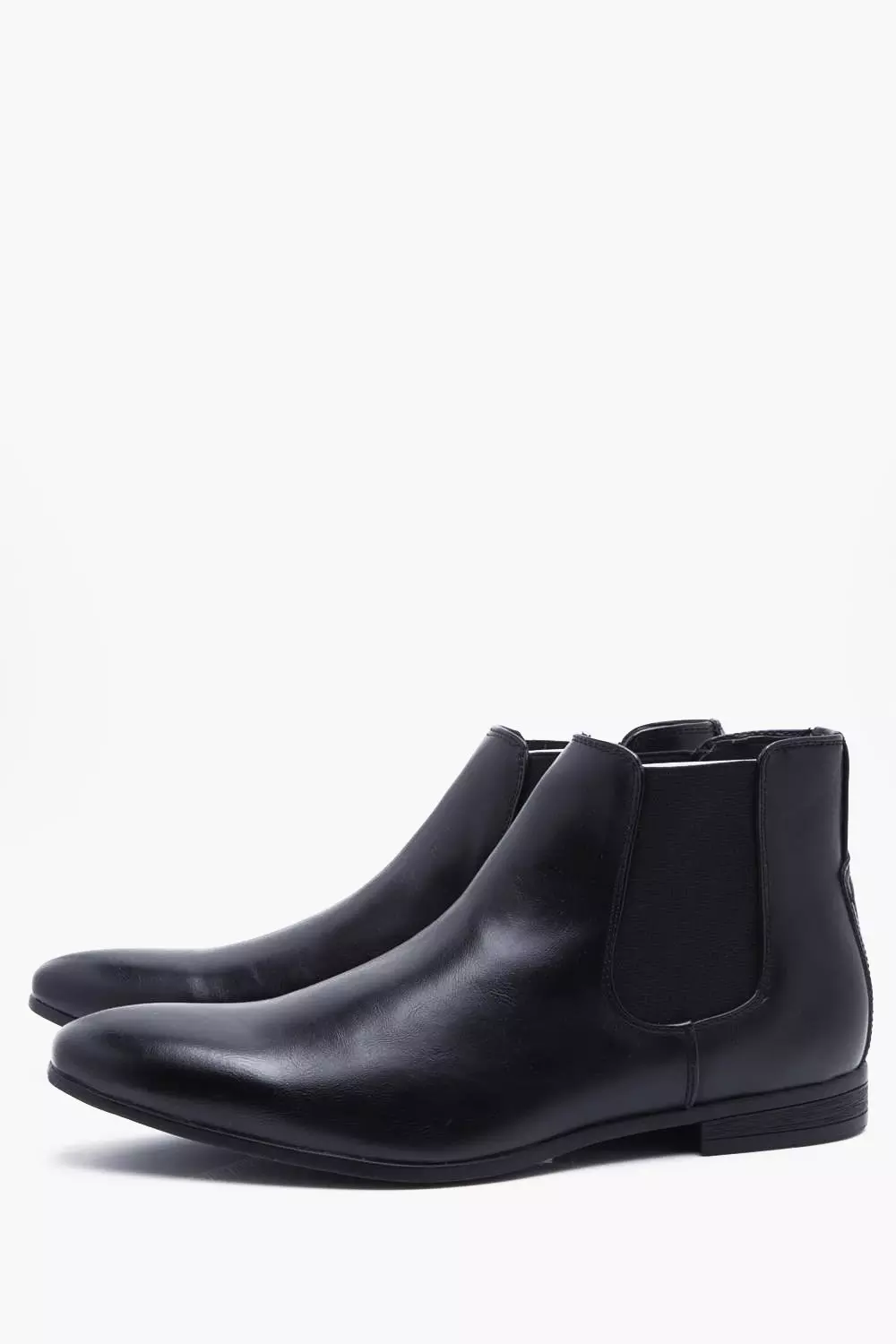 Black leather look chelsea hot sale boots