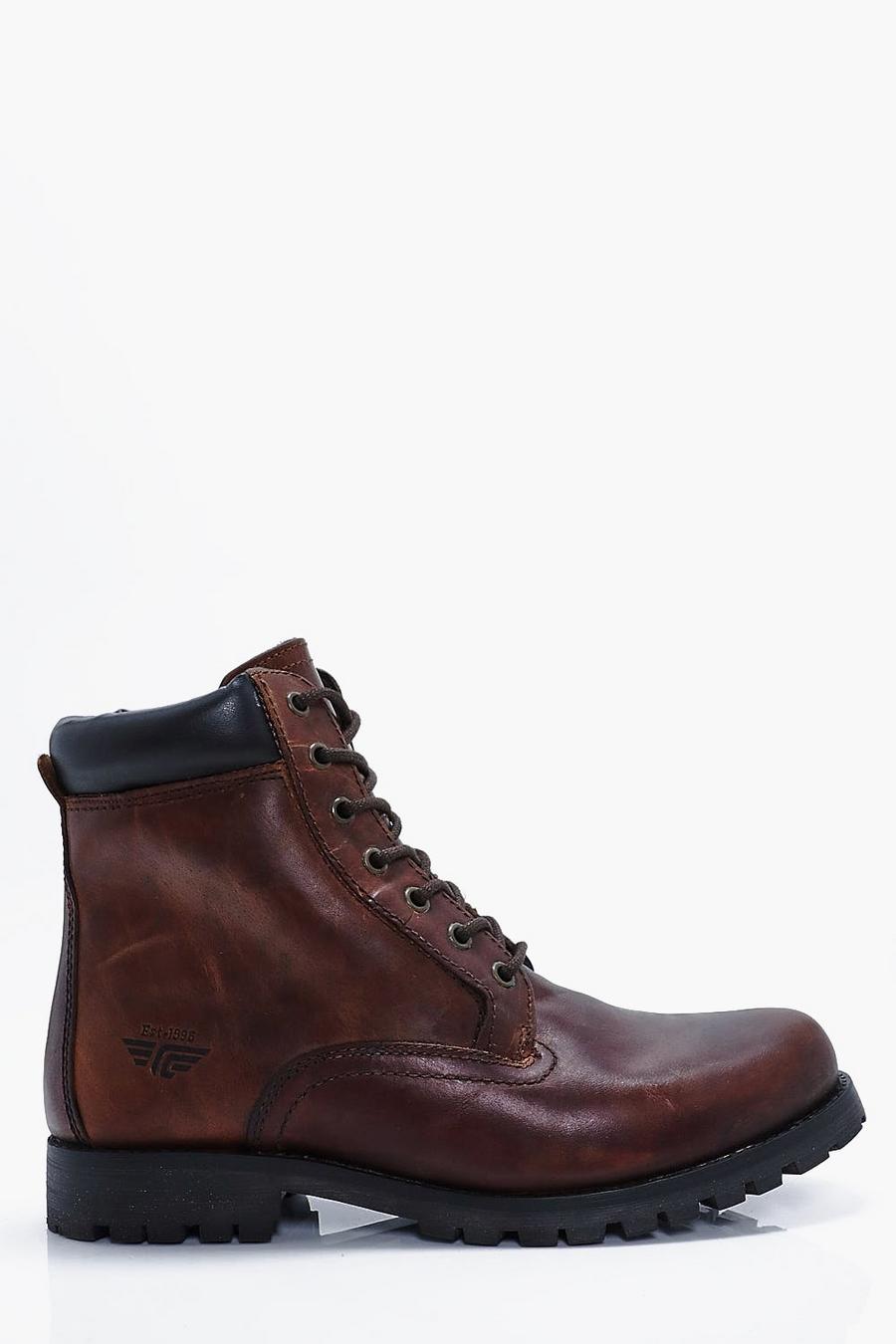 Tan Real Leather Worker Boots image number 1