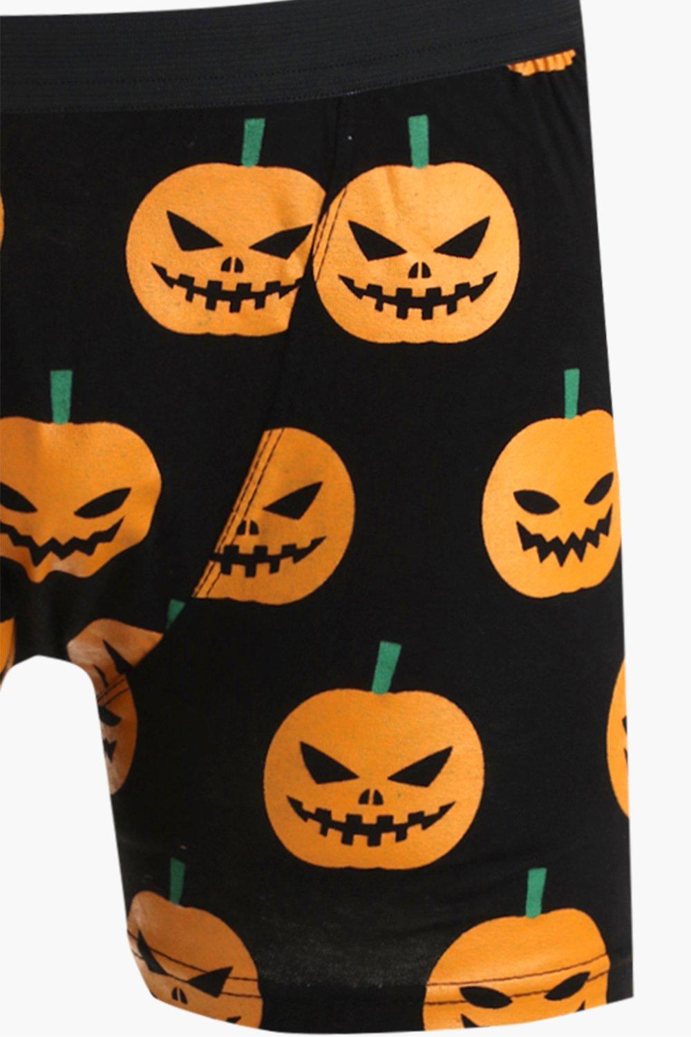 Halloween Men's Underwear, Black Pumpkin Face Orange Halloween
