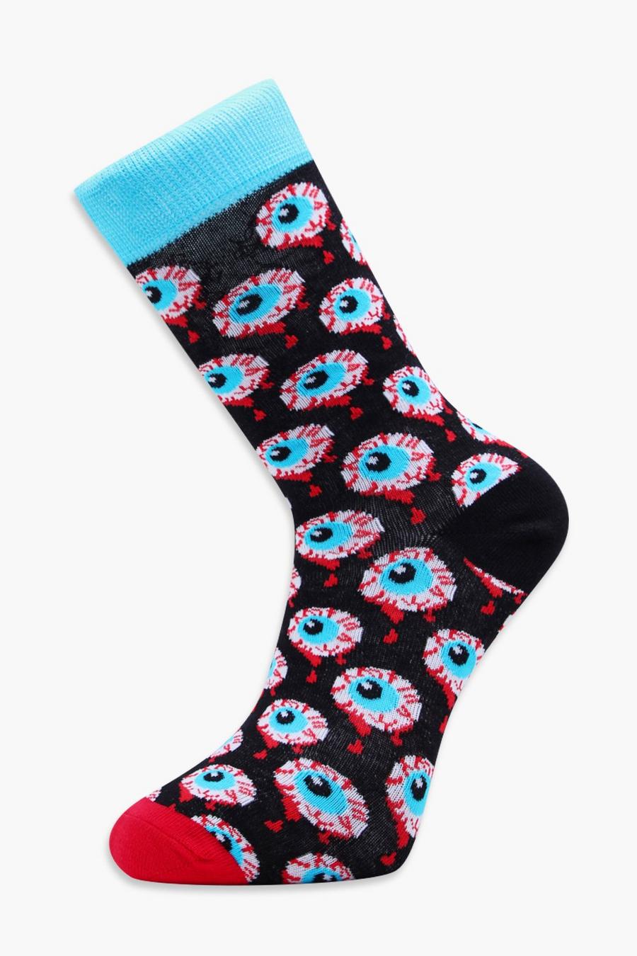 Eyeball Halloween Socks, Black image number 1