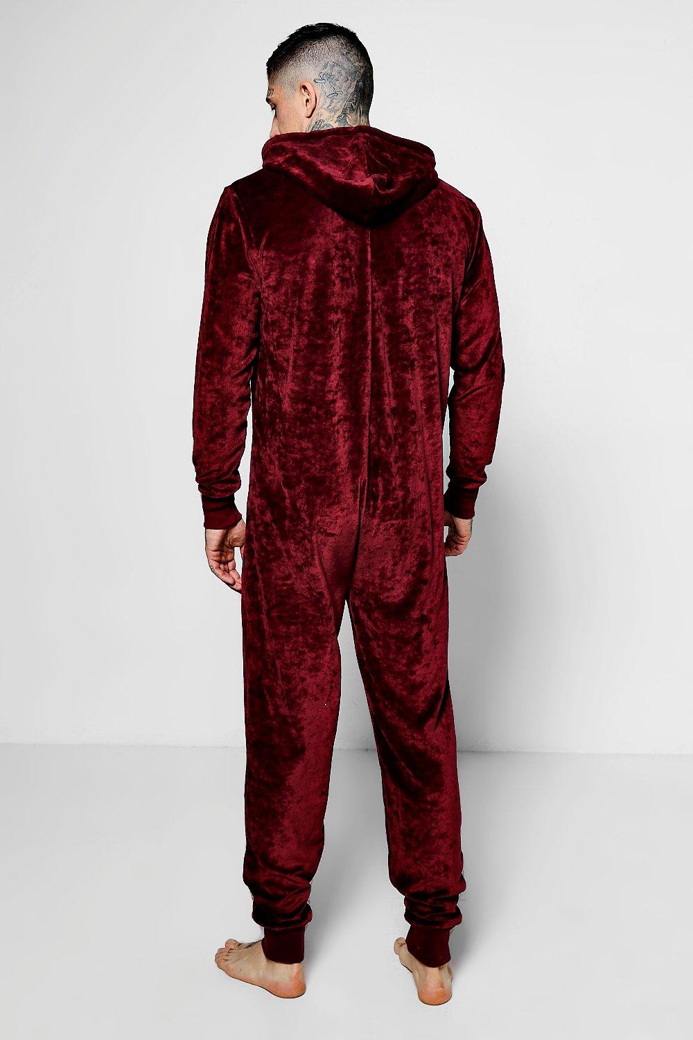 Burgundy Velour Lounge Onesie