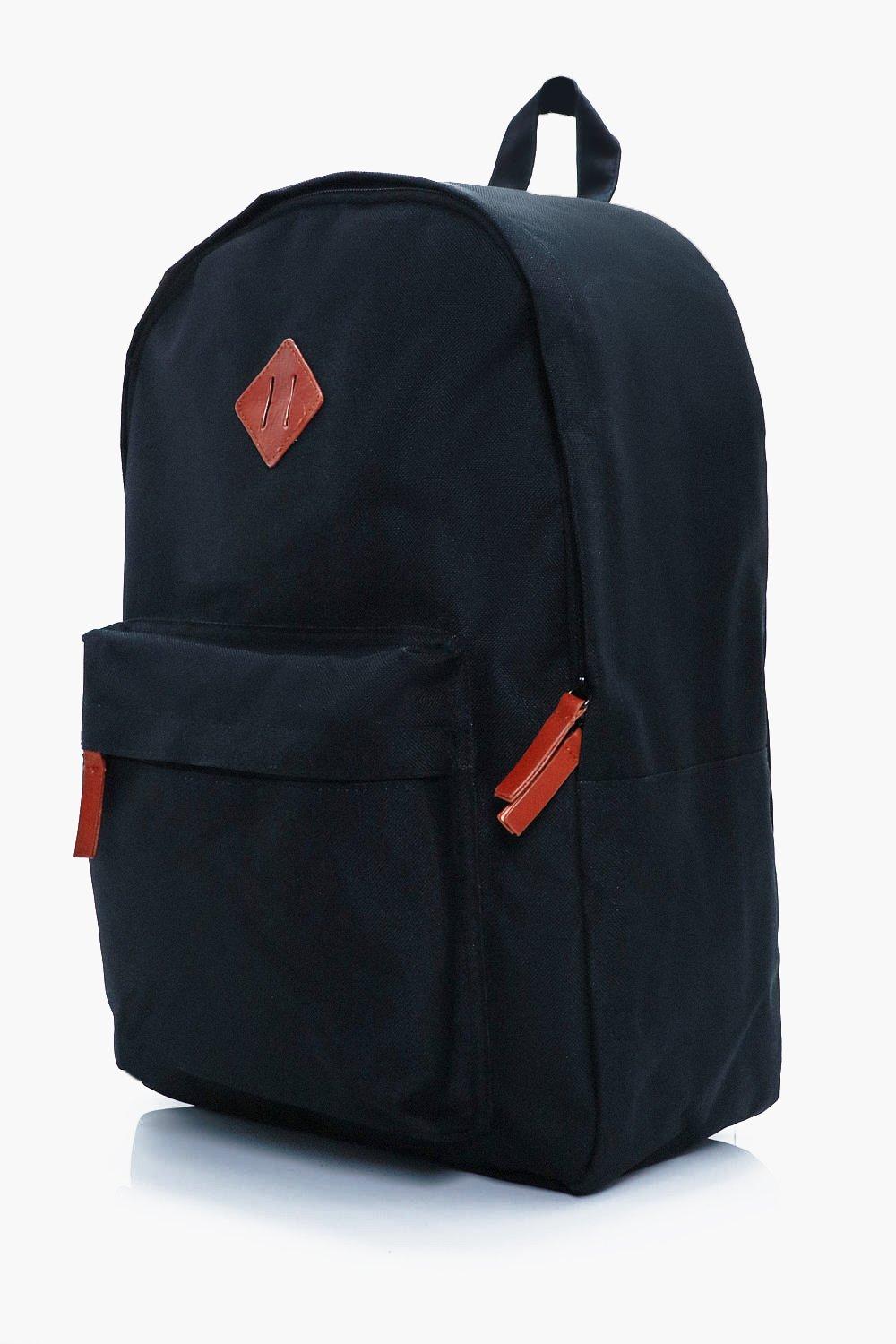 Plain black canvas backpack best sale