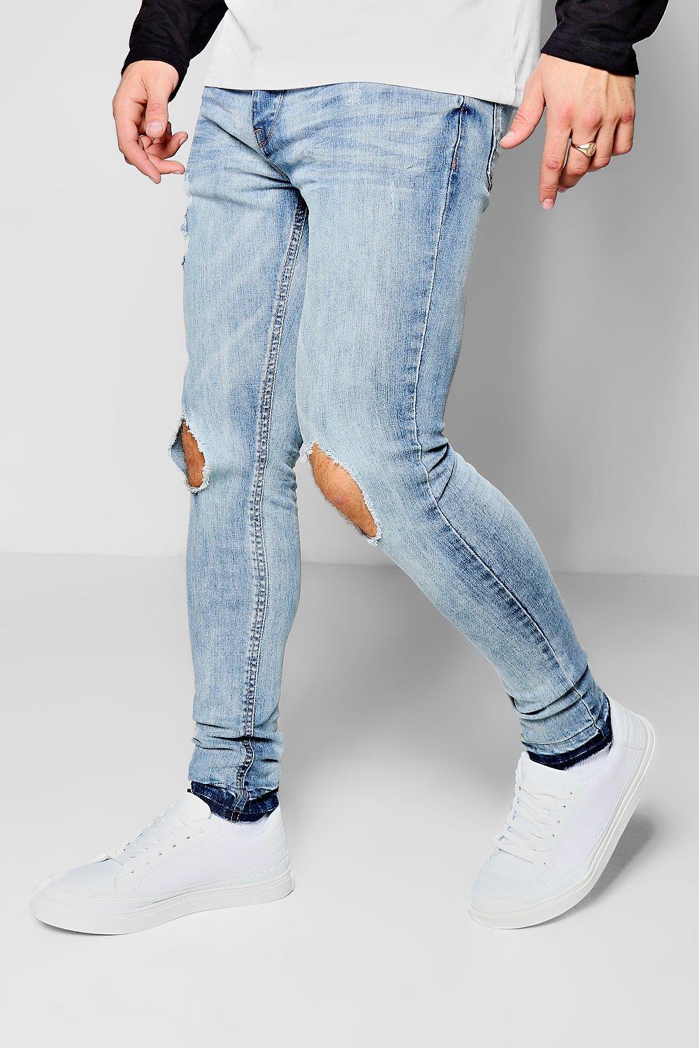 light blue ripped knee jeans