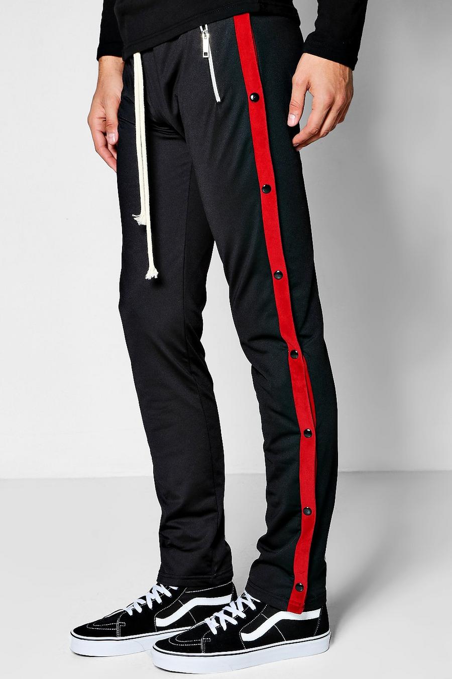 Skinny Fit Tricot Jogger With Popper, Black nero image number 1