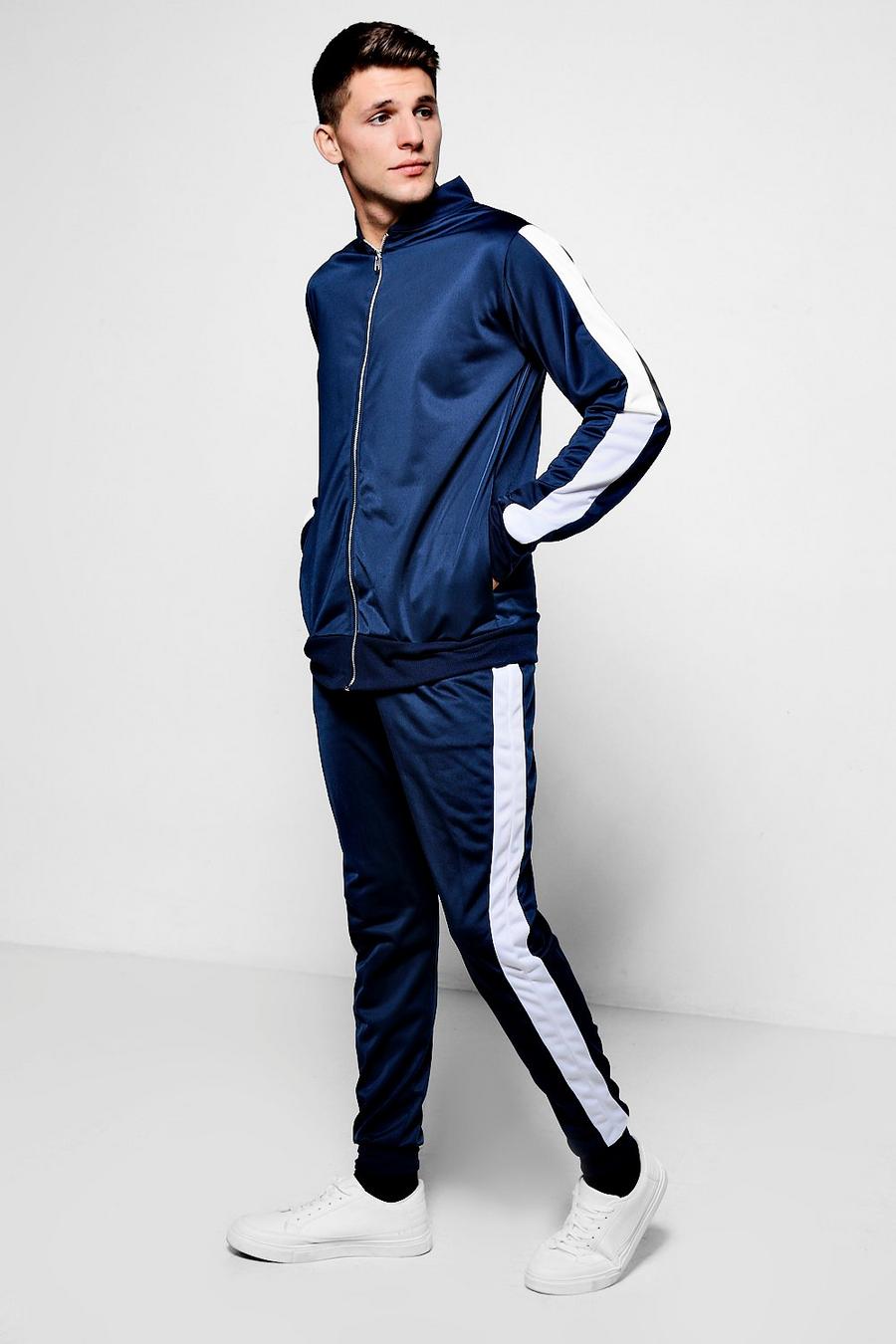 Navy Retro Tricot Tracksuit image number 1