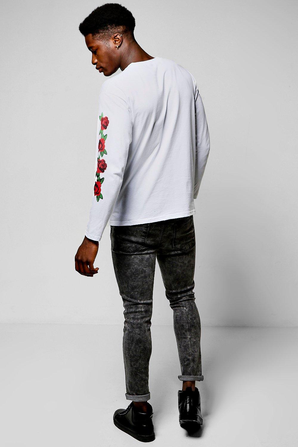 Black long sleeve shirt with clearance roses