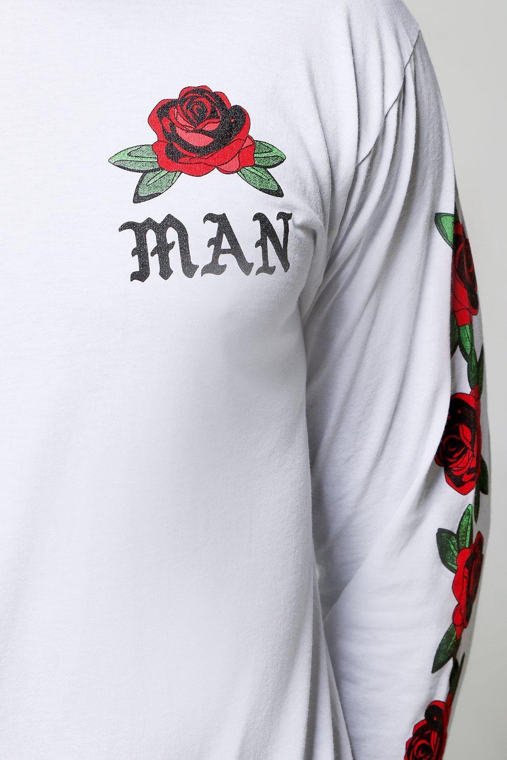 mens rose print t shirt