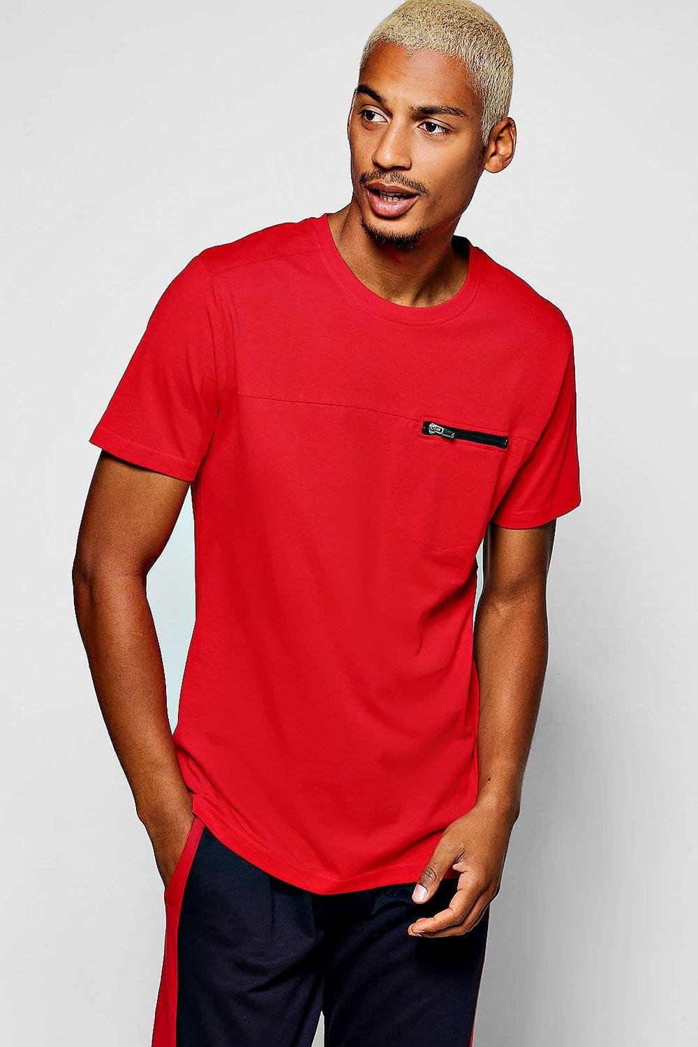 T Shirt With Chest Zip Pocket Boohoo