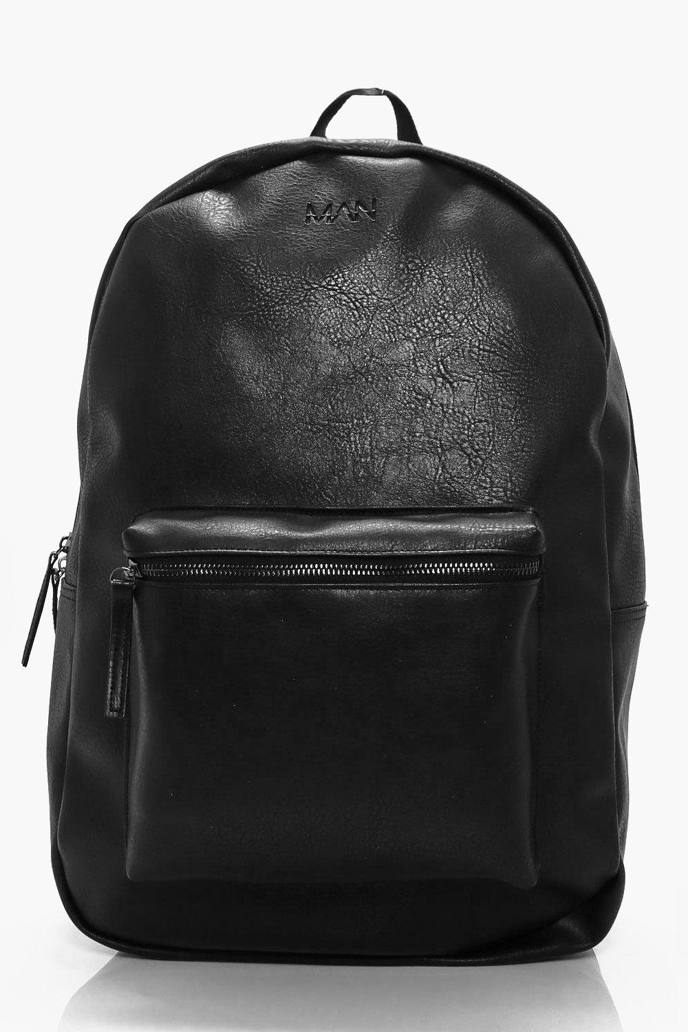 black leather look rucksack