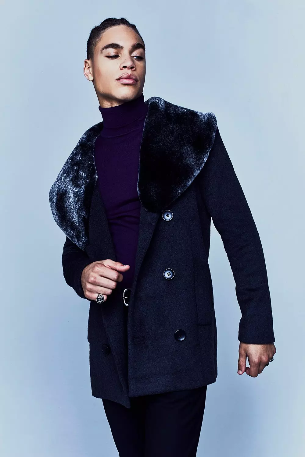 Fur cheap collar peacoat