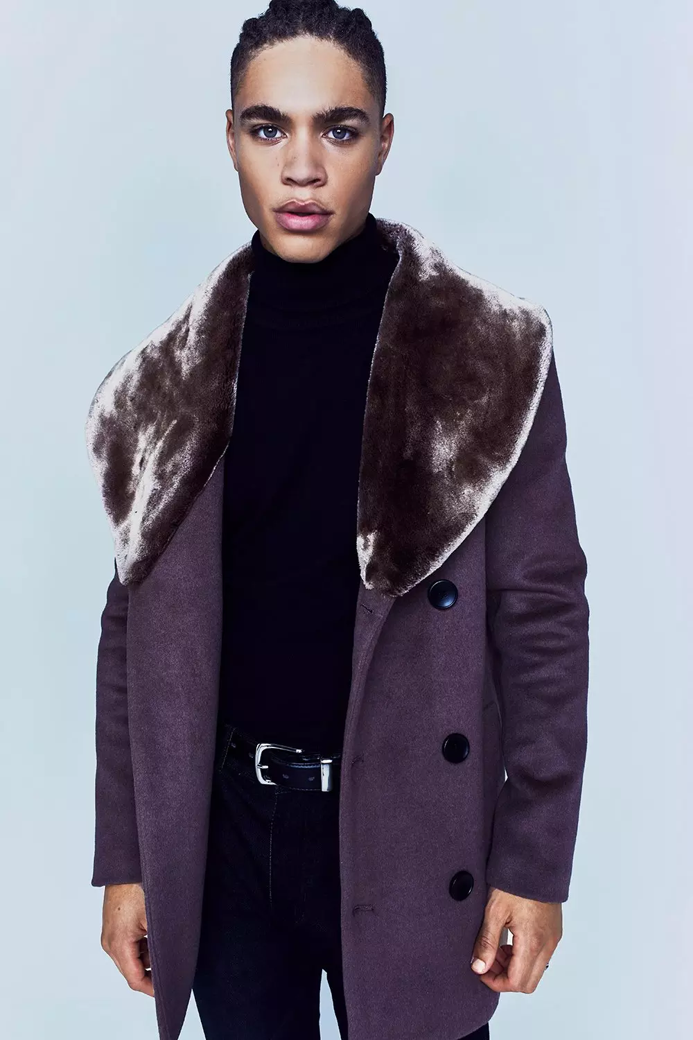 Pea coat with clearance fur collar