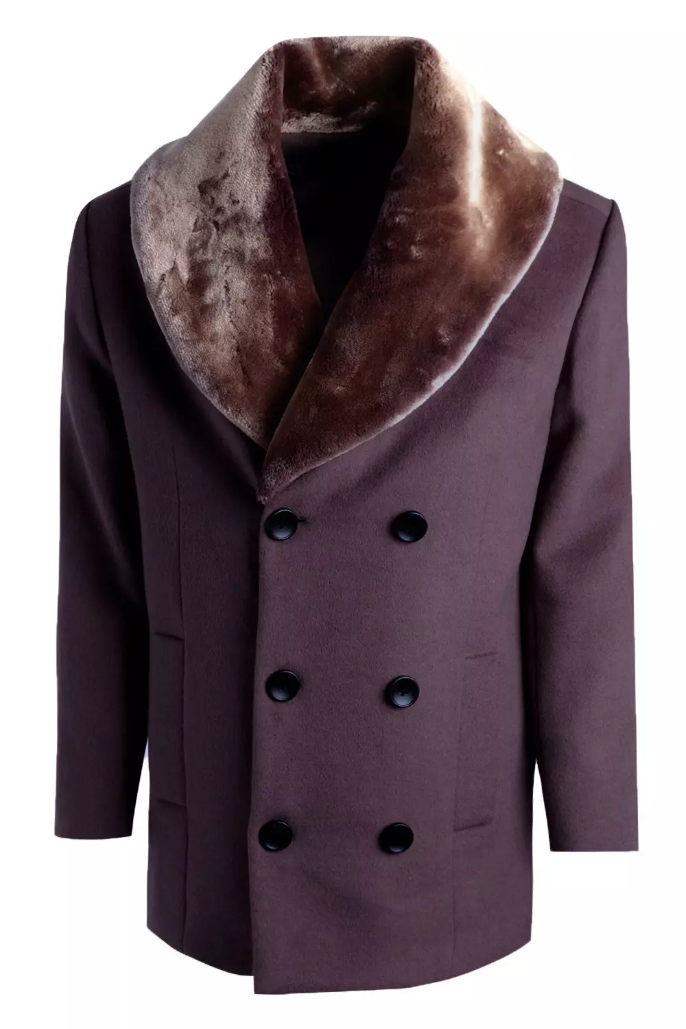 Mens pea coat clearance with faux fur collar