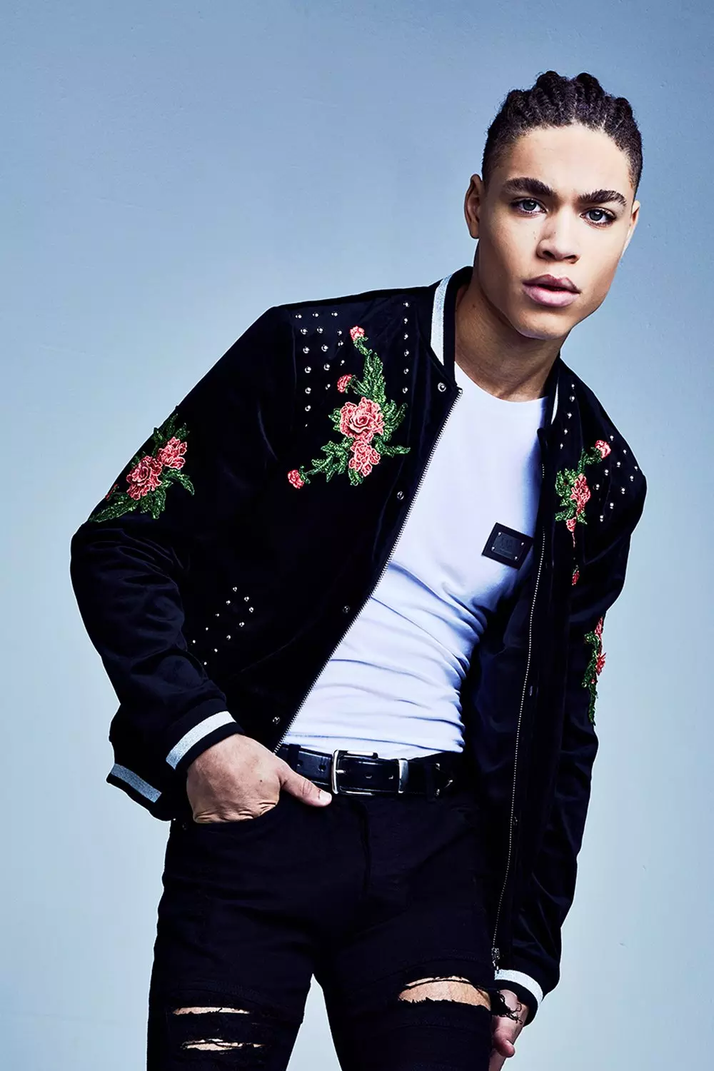 Black embroidered bomber jacket outlet