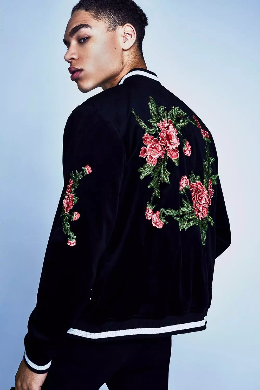 Floral embroidery bomber jacket hotsell