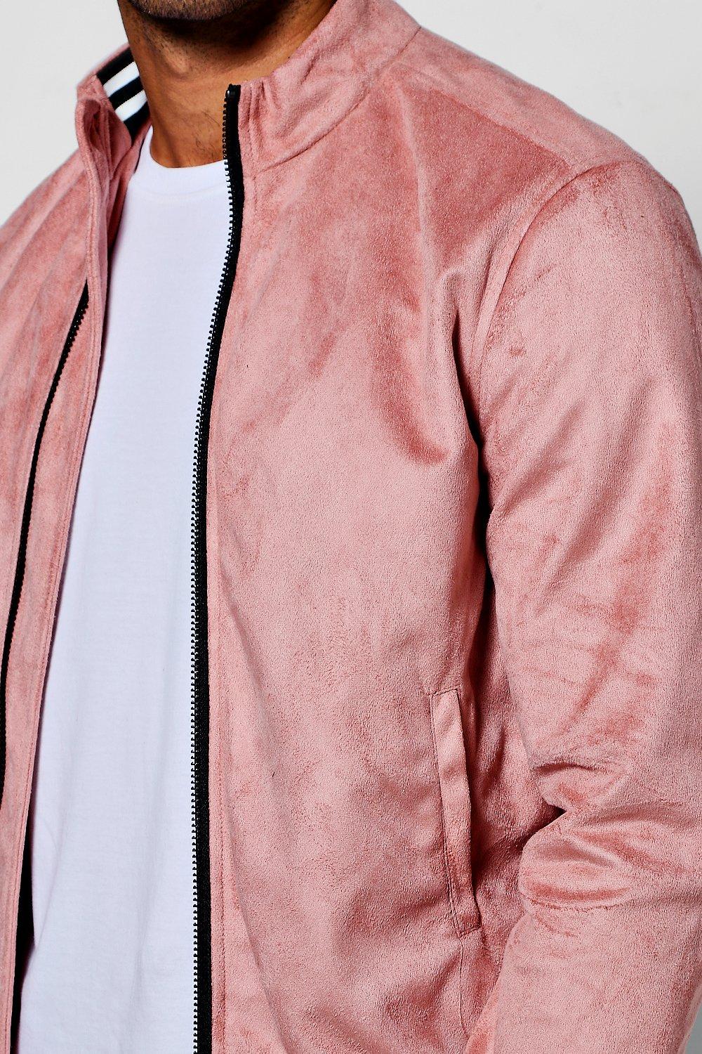 Pink suede deals bomber jacket