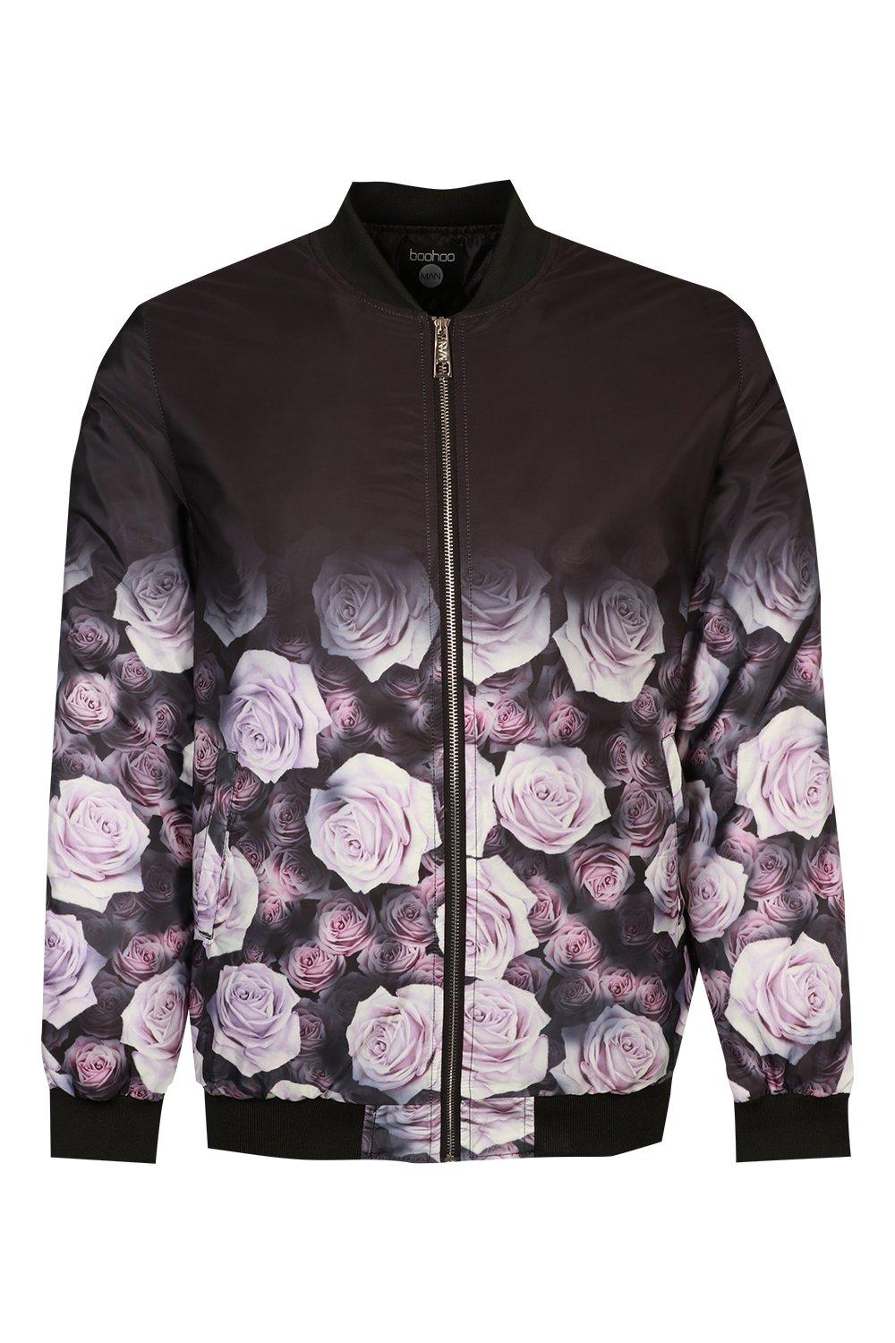 Rose print outlet bomber jacket