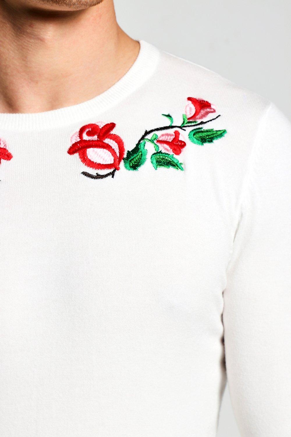 Jumper with roses on sleeves hotsell