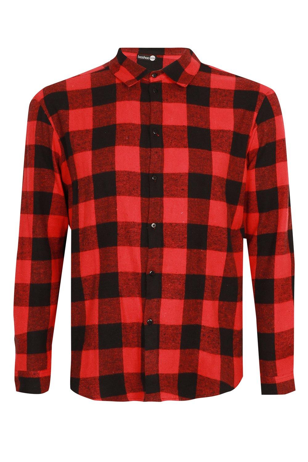 Plus Size Red Buffalo Check Long Sleeve Shirt boohoo IE