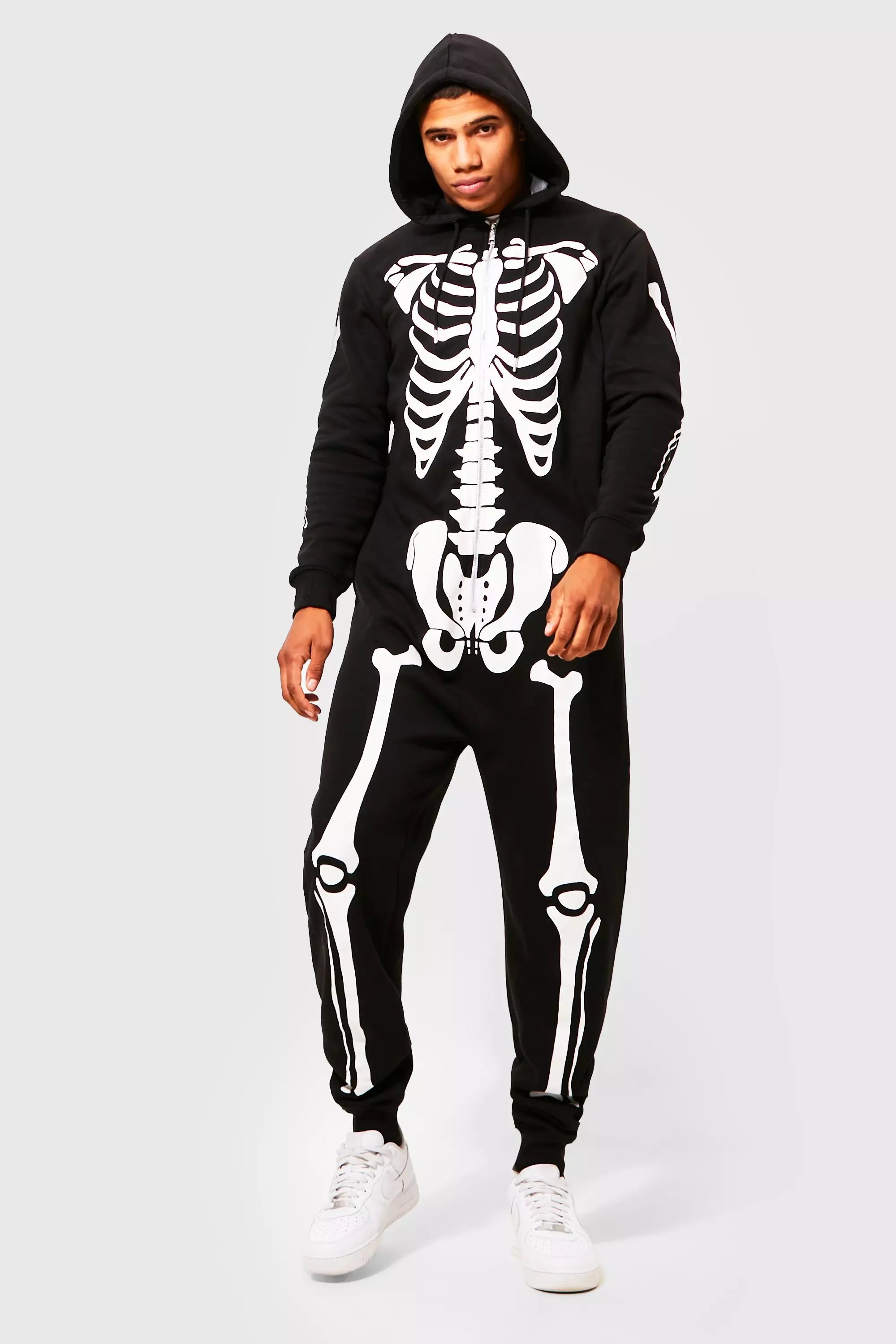  ReneeCho Skeleton Pajamas Hoodie Onesie Adult Men Women  Halloween Costume Couple Jumpsuits One Piece Black : Clothing, Shoes &  Jewelry