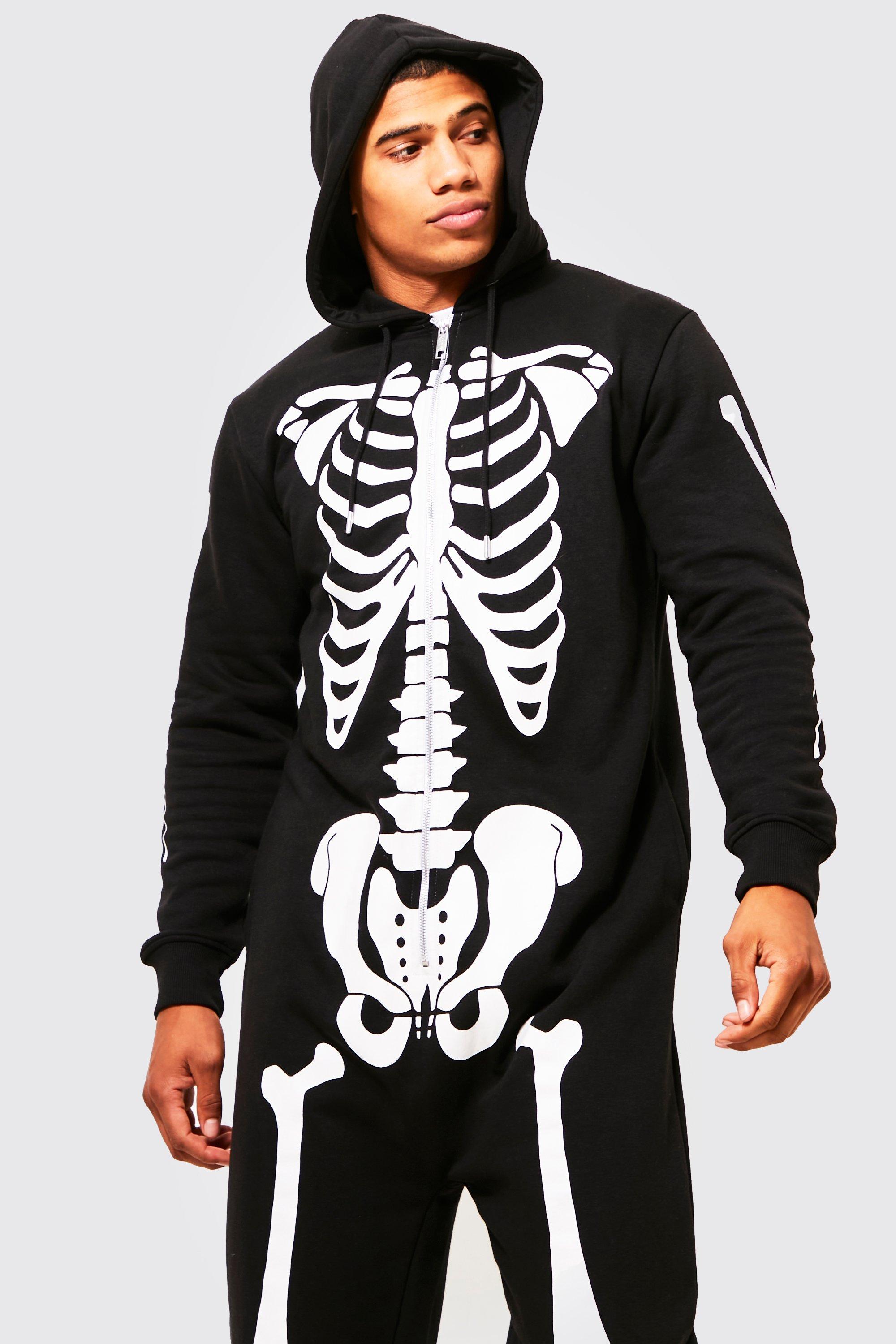 Skeleton zip up onesie sale