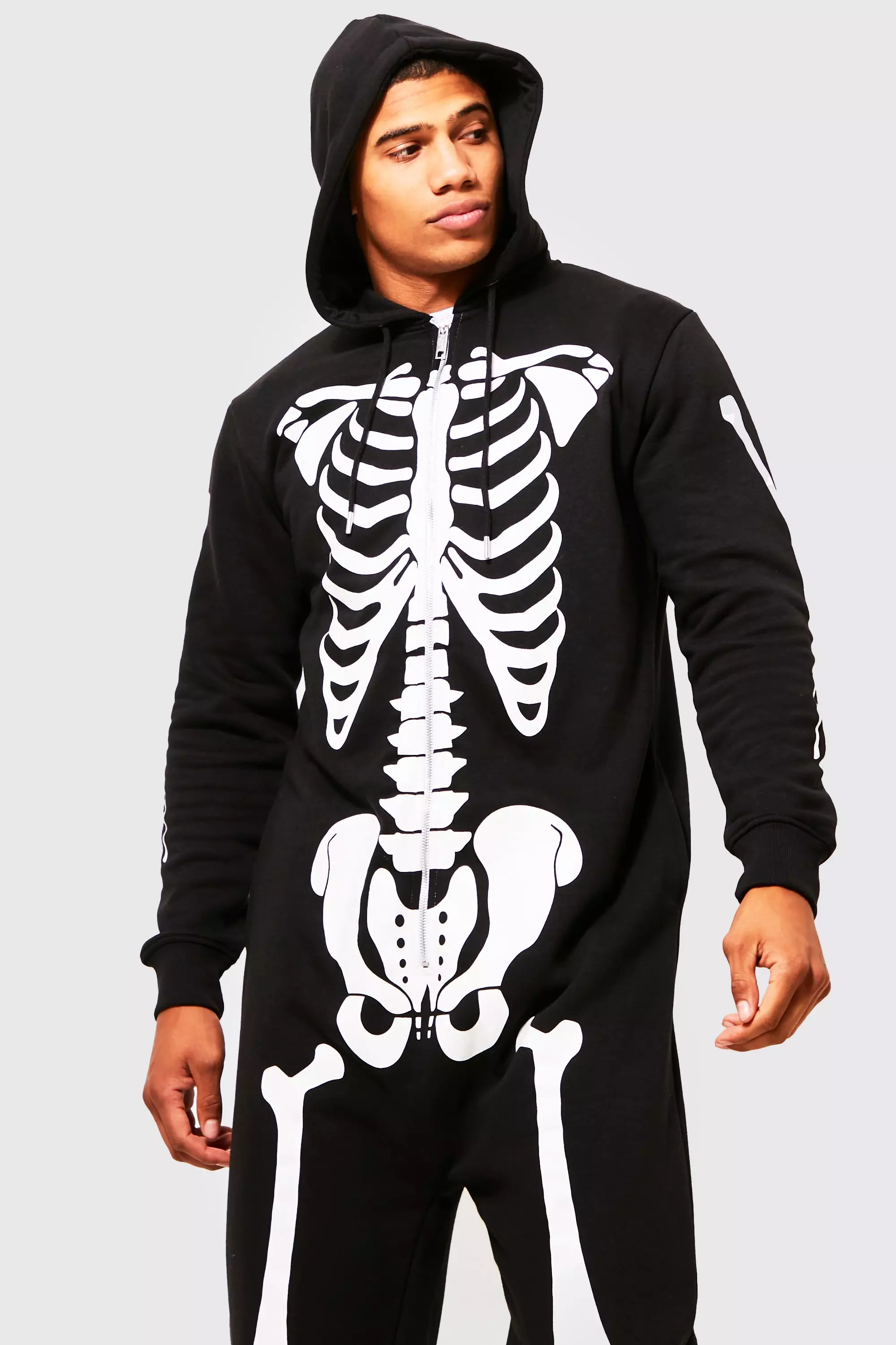  ReneeCho Skeleton Pajamas Hoodie Onesie Adult Men Women  Halloween Costume Couple Jumpsuits One Piece Black : Clothing, Shoes &  Jewelry