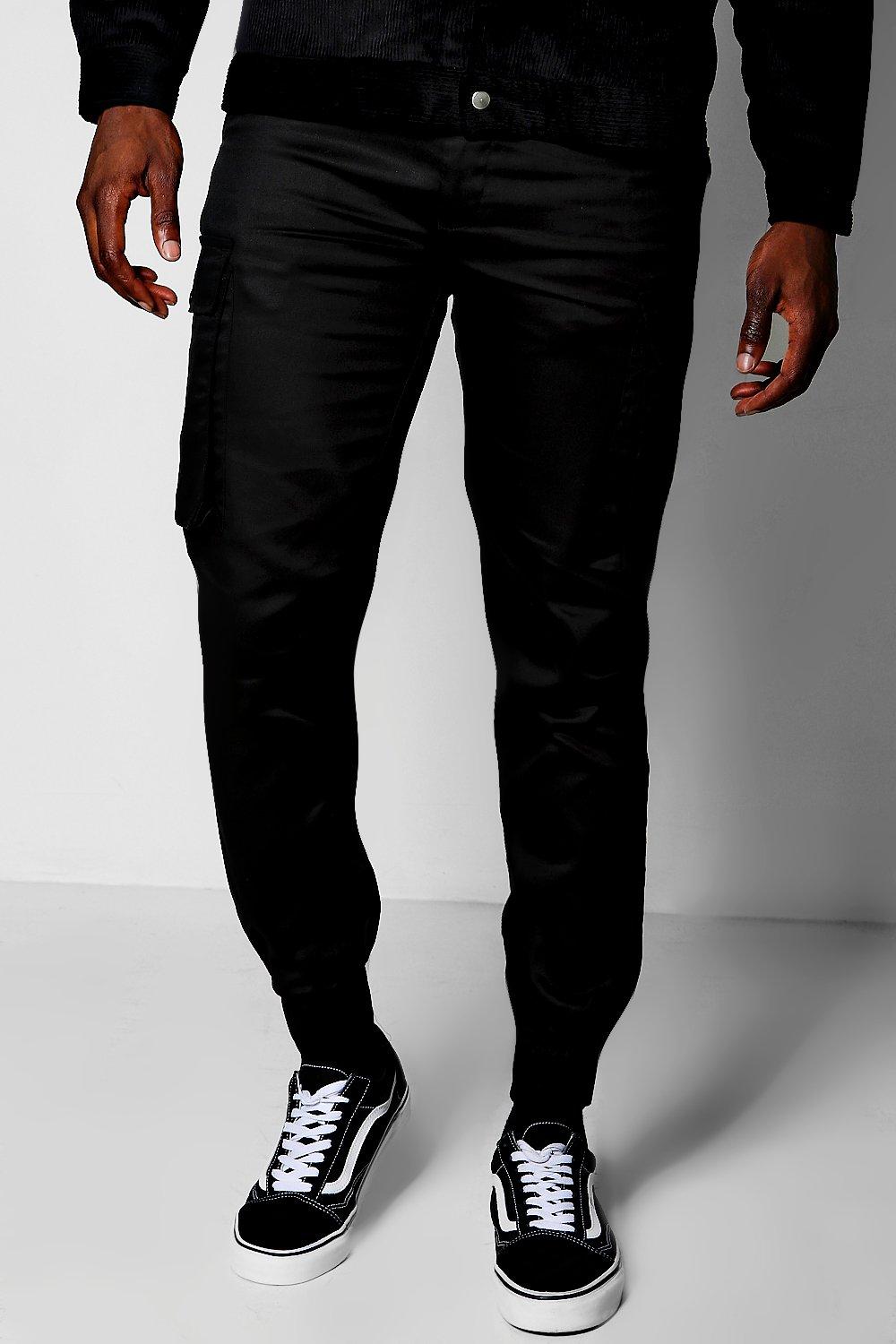 cuffed black cargo pants