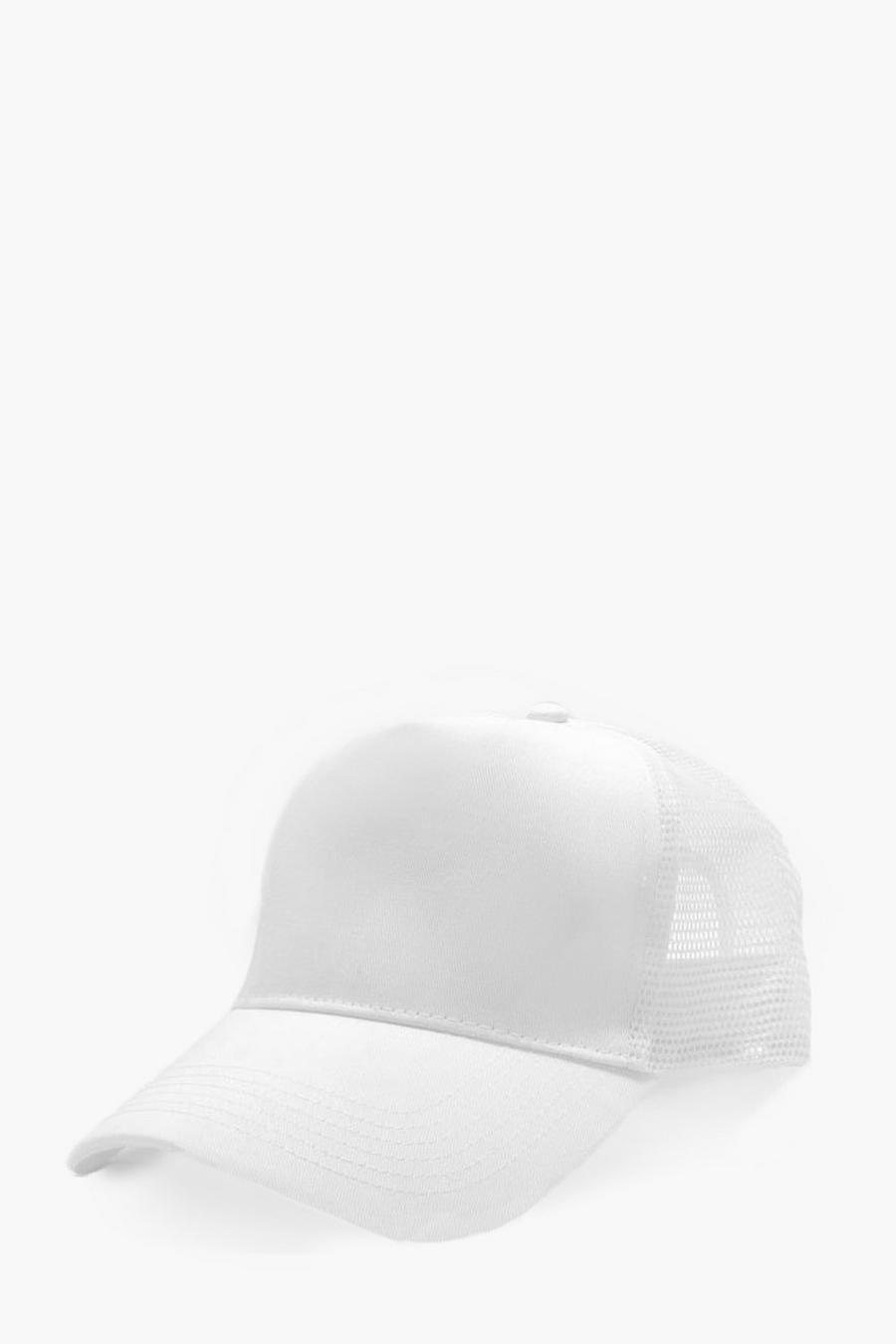 White Mesh Trucker Hat image number 1