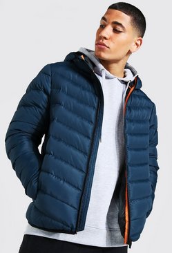 HTOOHTOOH Mens Winter Warm Fleece Lined Solid Parka Jacket Hooded Coat 