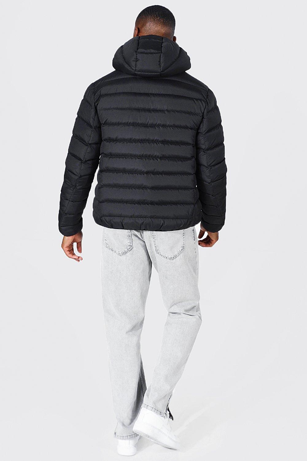 Quilted zip through jacket with hood on sale